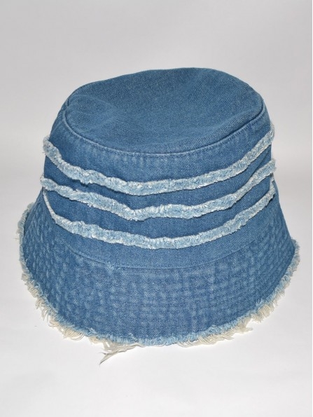 Лятна дънкова шапка Идиотка BUCKET 102, унисекс, две ивици - Бански