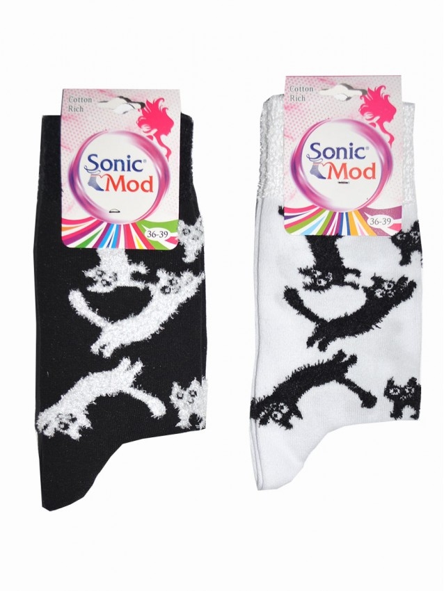Забавни дамски къси чорапи от памук Sonic Mod 7716, котки Забавни дамски къси чорапи от памук Sonic Mod 7716, котки - Чорапи и чорапогащници