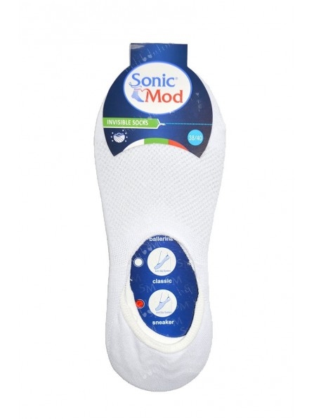 Памучни терлици със силикон на глезена Sonic mod, бял