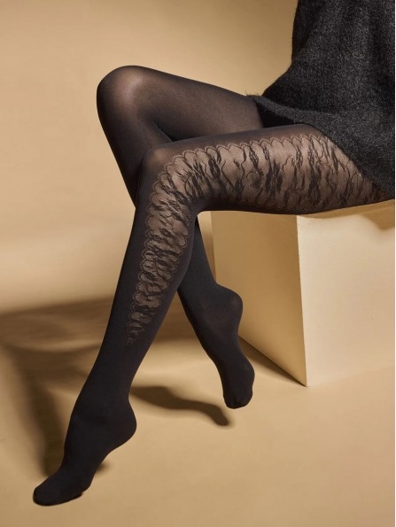 Чорапогащник с дантелени кантове от микрофибър KNITTEX Ravenna 50 DEN, черен - Чорапи и чорапогащници