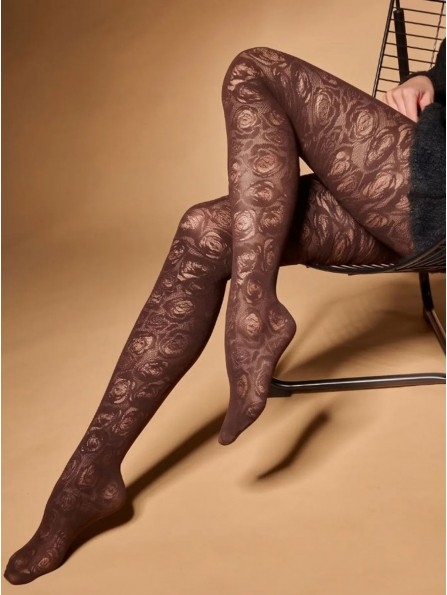 Дамски чорапогащник с флорален десен от микрофибър KNITTEX Secret 30 DEN, chocolste - Чорапи и чорапогащници