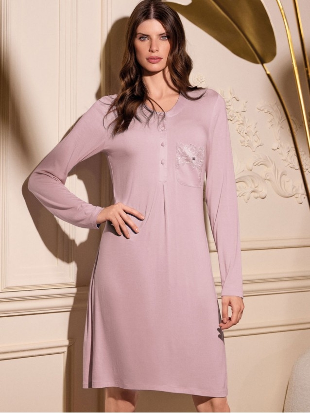 Дамска нощница от вискоза и дантела LORMAR 4310, SATEN, rosa skin Дамска нощница от вискоза и дантела LORMAR 4310, SATEN, rosa skin - Дамско бельо