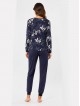 Памучна дамска пижама, блуза с дълги ръкави и дълъг панталон Iva Tex 4393, тъмносин Памучна дамска пижама, блуза с дълги ръкави и дълъг панталон Iva Tex 4393, тъмносин - Дамско бельо