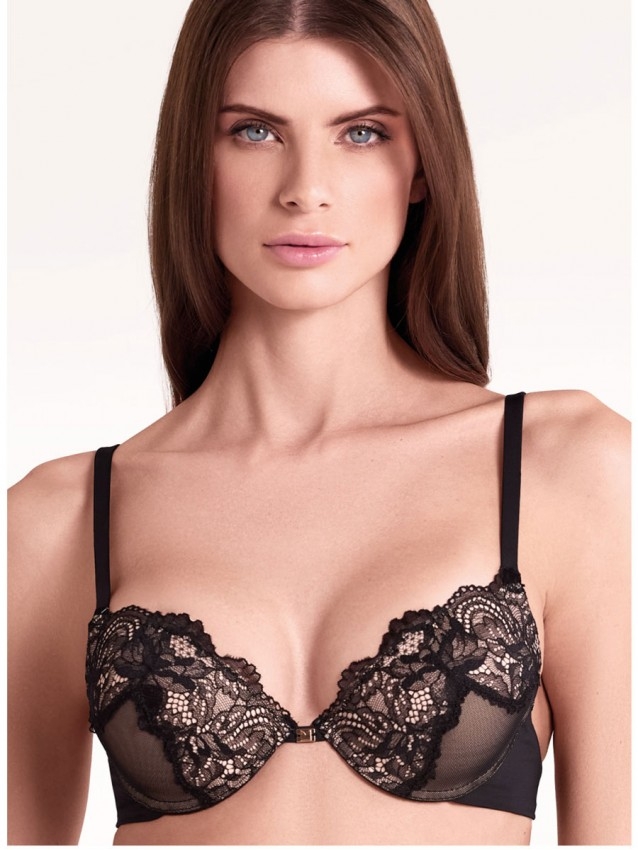 Сутиен с формовани push-up чашки на банели LORMAR Push-up SATEN, nero/cipria Сутиен с формовани push-up чашки на банели LORMAR Push-up SATEN, nero/cipria - Дамско бельо