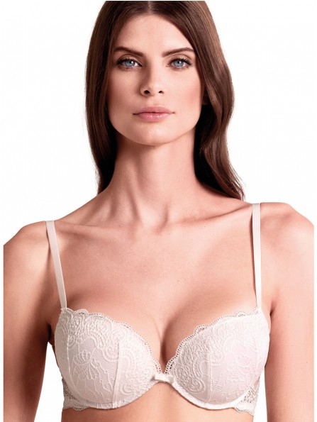 Дантелен сутиен със Super Push- up чашки на банели LORMAR DOUBLE PIZZO, бял - Дамско бельо