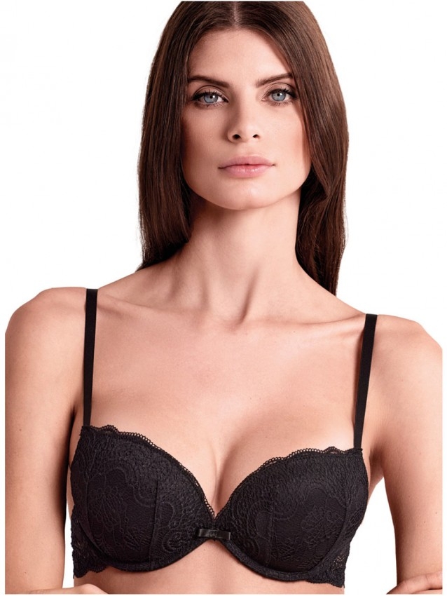 Дантелен сутиен със Super Push- up чашки на банели LORMAR Double Pizzo, черен Дантелен сутиен със Super Push- up чашки на банели LORMAR Double Pizzo, черен - Дамско бельо