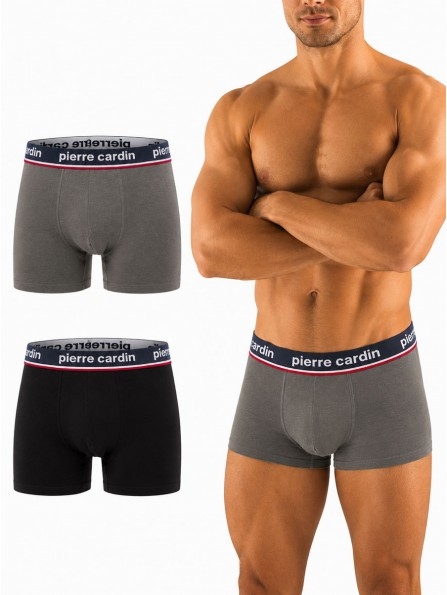 Комплект 2 броя мъжки боксери от памук Pierre Cardin BCX2/AS4T, черен/сив