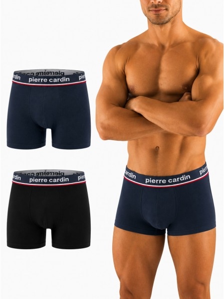 Комплект 2 броя мъжки боксери от памук Pierre Cardin BCX2/AS4T, черен/тъмносин