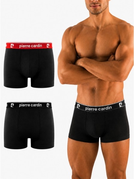 Комплект 2 броя мъжки боксери от памук Pierre Cardin BCX2/BAS/AS2, черен/червен