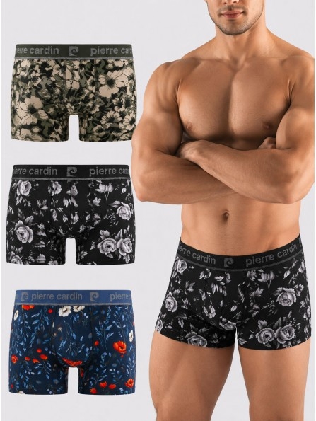 Комплект 3 броя мъжки боксери със щампа Pierre Cardin FLO/ASS2 - Мъжко бельо