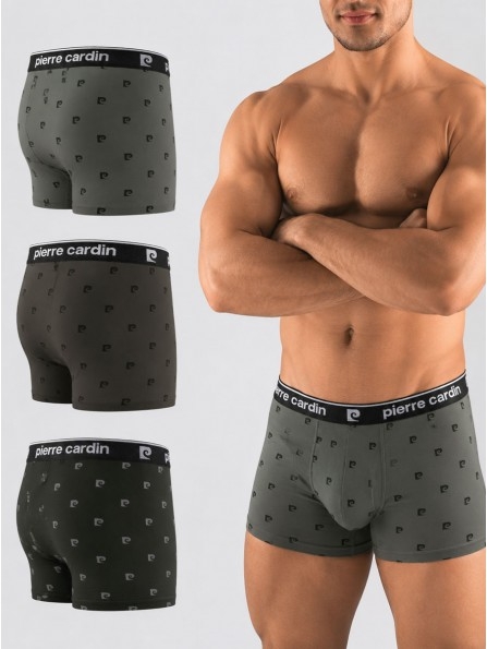 Комплект 3 броя мъжки боксери със щампа Pierre Cardin PRINT/ASS1, fumo, nero, gray - Мъжко бельо